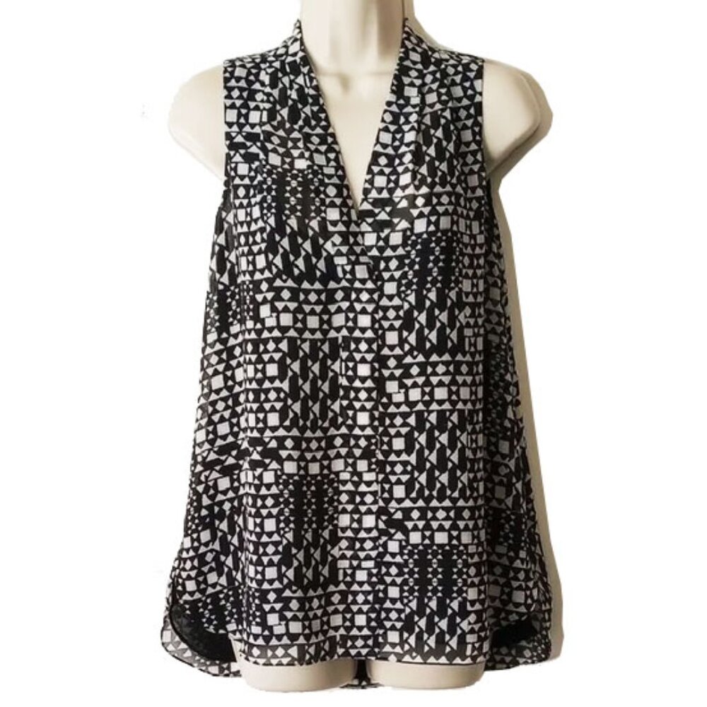 *50off3* Vince Camuto Georgette Sleeveless Trapeze Blouse M Lined